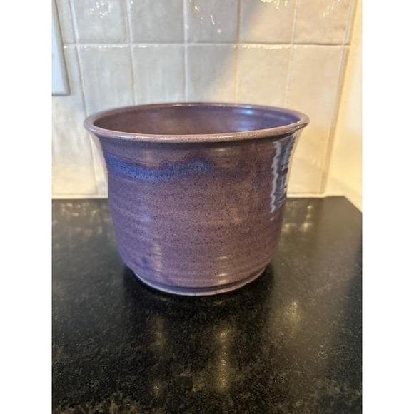 ST. Myers Pottery Planter Utensil Holder Purple Glaze Artisan USA Handmade - Picture 3 of 7